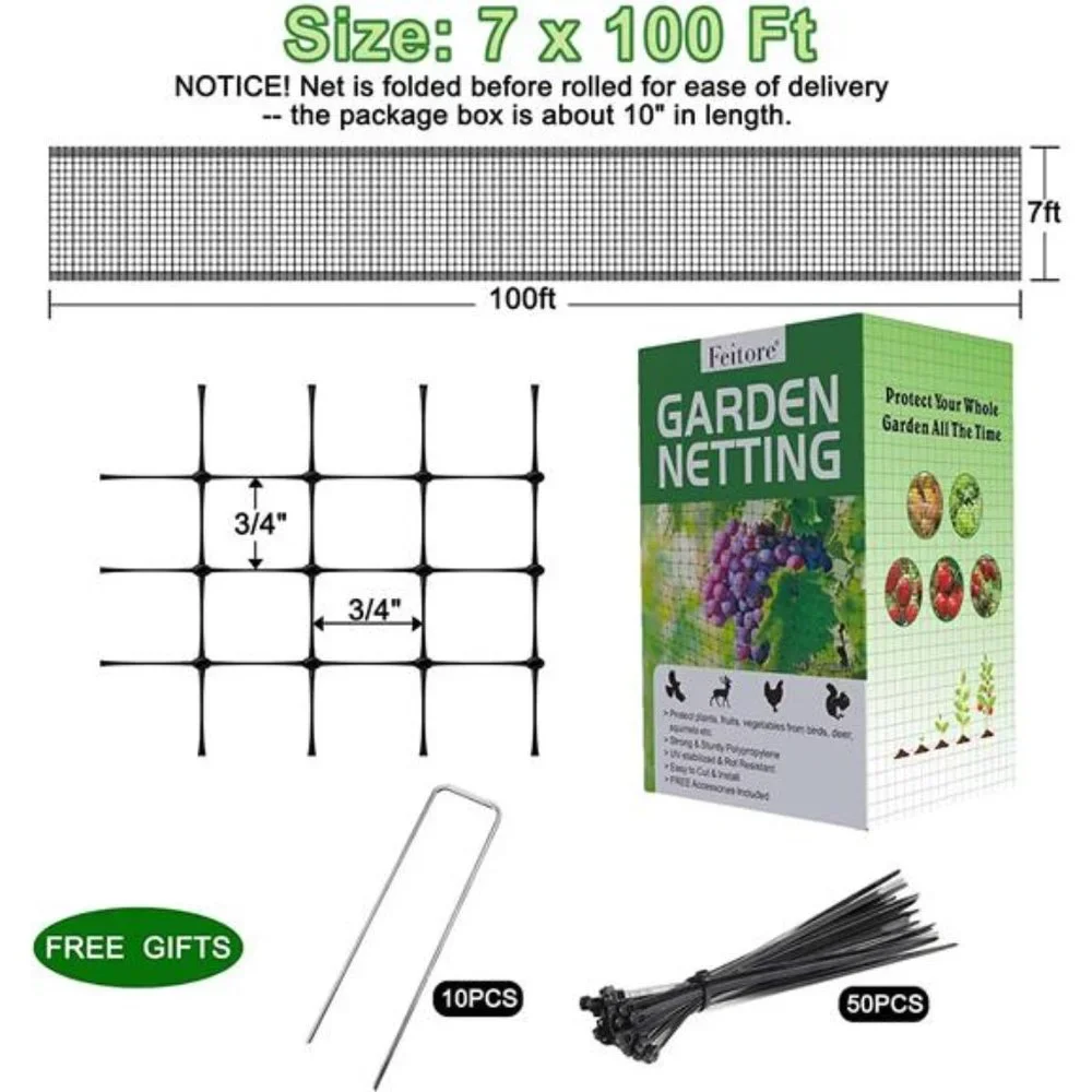 Deer Fence Netting, 7 x 100 Feet Bird Netting Anti Bird Deer Protection Net